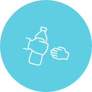 Ícono de mano compartiendo botella