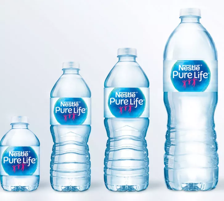 size lineup of nestle pure life bottled water