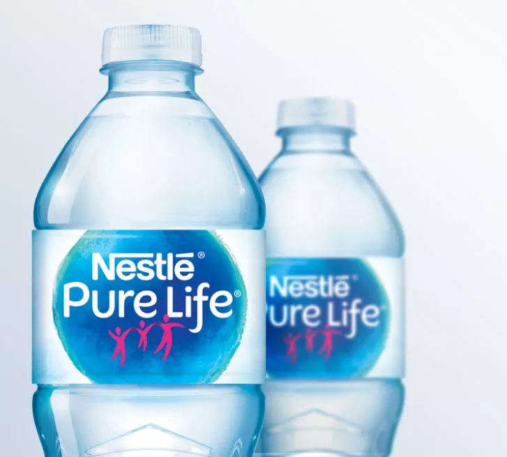 bottles of nestle pure life purified water